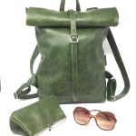 Lederrucksack grünes Leder Damen